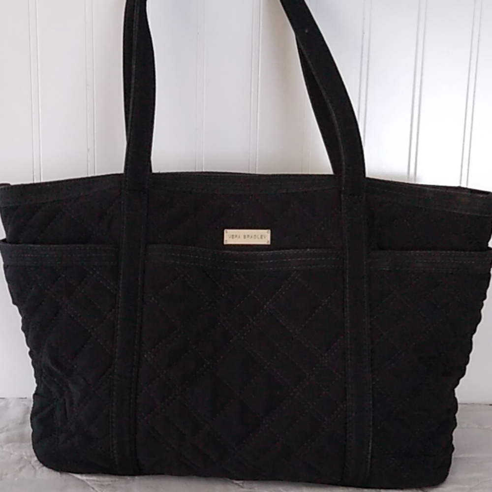 Black Quilted Vera Bradley Pockets Tote Bag